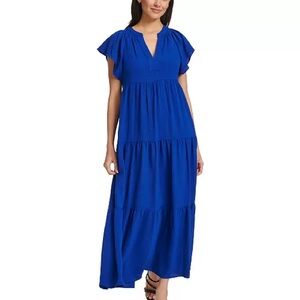 DKNY Royal Blue short sleeve cotton spandex Maxi Dress size Large